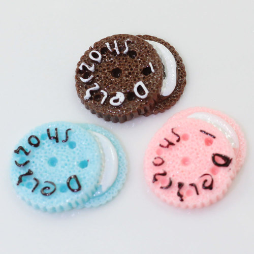 Sandwich Cookies Kekse geformt Mini Harz Charms für handgemachte Handwerk Dekor Flatback Cabochon Kinderzimmer Ornamente