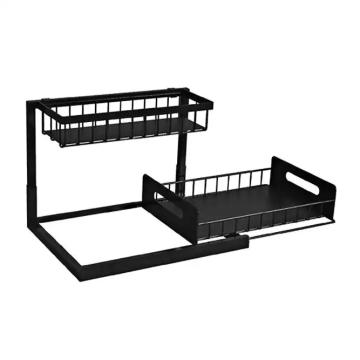 2-Tier Carbon Steel Spice Organizer: Under Sink, Cabinet & Drawer Storage Solution