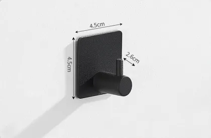 Bathroom Black Stainless Steel Hook Single Wall Hook