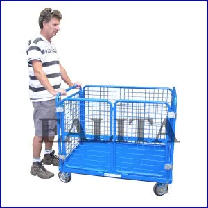 Box storage trolley with wheels
