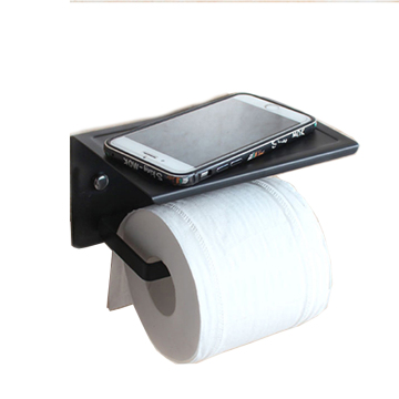 Stainless Steel Black Hanging Toilet Paper Holder with Shelf