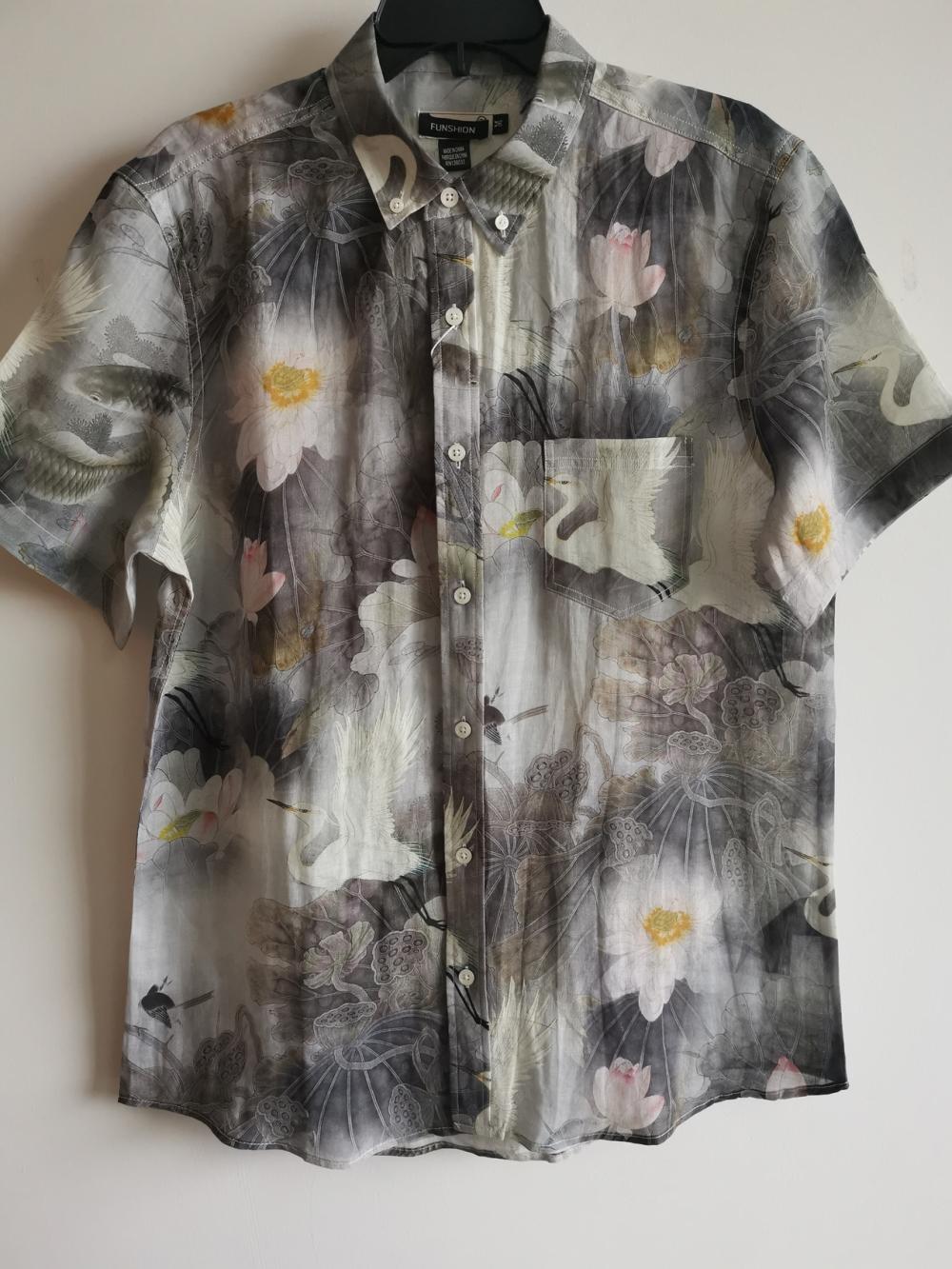 Men Casual Digital Print Short Shirt 1