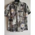 Casual Shirt Wiith Fabric Washed Men Casual Digital Print Linen Short Sleeve Shirt Supplier