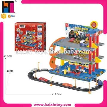 Best selling car parking toy car garage toy with 6 cars
