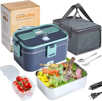 Portable 12V/24V/110V Electric Lunch Box: 60W Food Warmer for Car, Truck, and Home Use - 1.8L Capacity