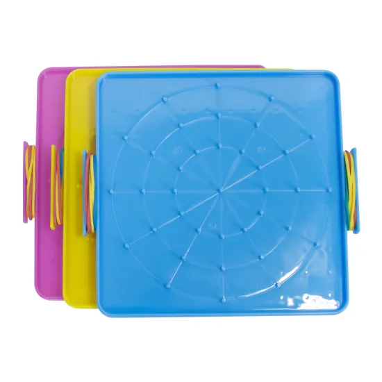 Unisex 16x16cm Plastic Geoboard - 10pcs Bands for Preschool Kids: Intelligent Learning and Math Geometry in Classroom