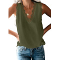 Women's Solid Lace V-Neck Sleeveless Top