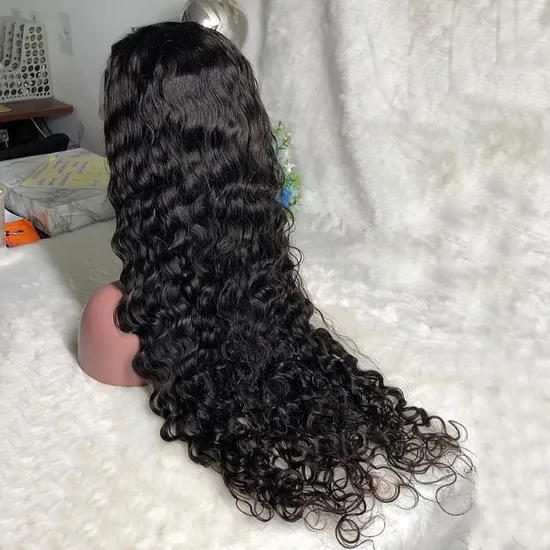 High Quality Human Hair Wigs Virgin Remy Brazilian HD Transparent Frontal Kinky Curly Deep Wave Lace Front Wig For Black Women