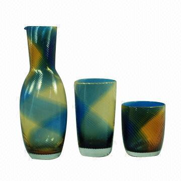 Glass Decanter Sets, Hand Made Clear and Colored Decanter