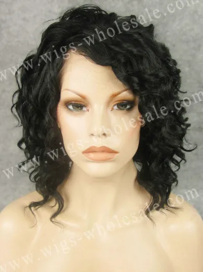 Halle Berry Medium Curly Jet Black Hair Wigs For Black Women Lace Wig