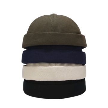 Adjustable Four Season Solid Color Vintage Polyester Cotton Brimless Hats for Men and Women