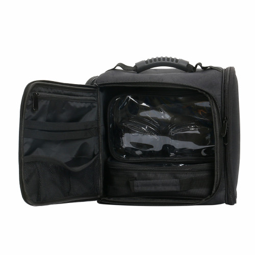 Black small portable shoulder nylon beauty cosmetic bag and box makeup kit
