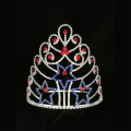Corona de desfile de tiara de estrella azul roja para patriótico