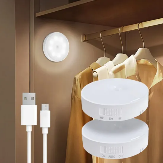 USB Rechargeable LED Motion Sensor Night Light for Kitchen Cabinet, Wardrobe, Staircase, Closet