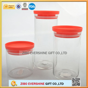 food container borosicilate glass jar with plastic sealing cap