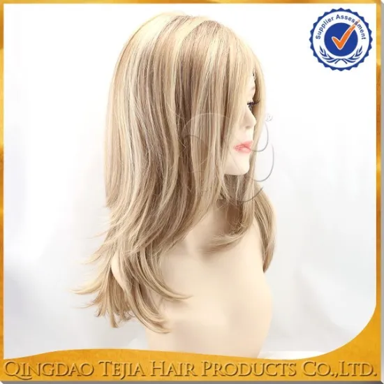 High quality virgin european glueless front lace human blonde wig for white women