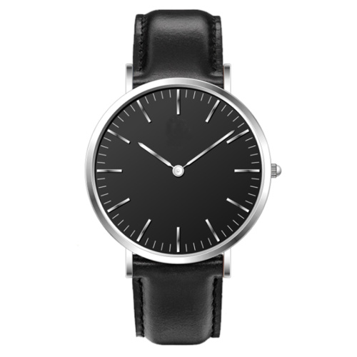 Minimalistische Herrenlederquarz analog Uhr