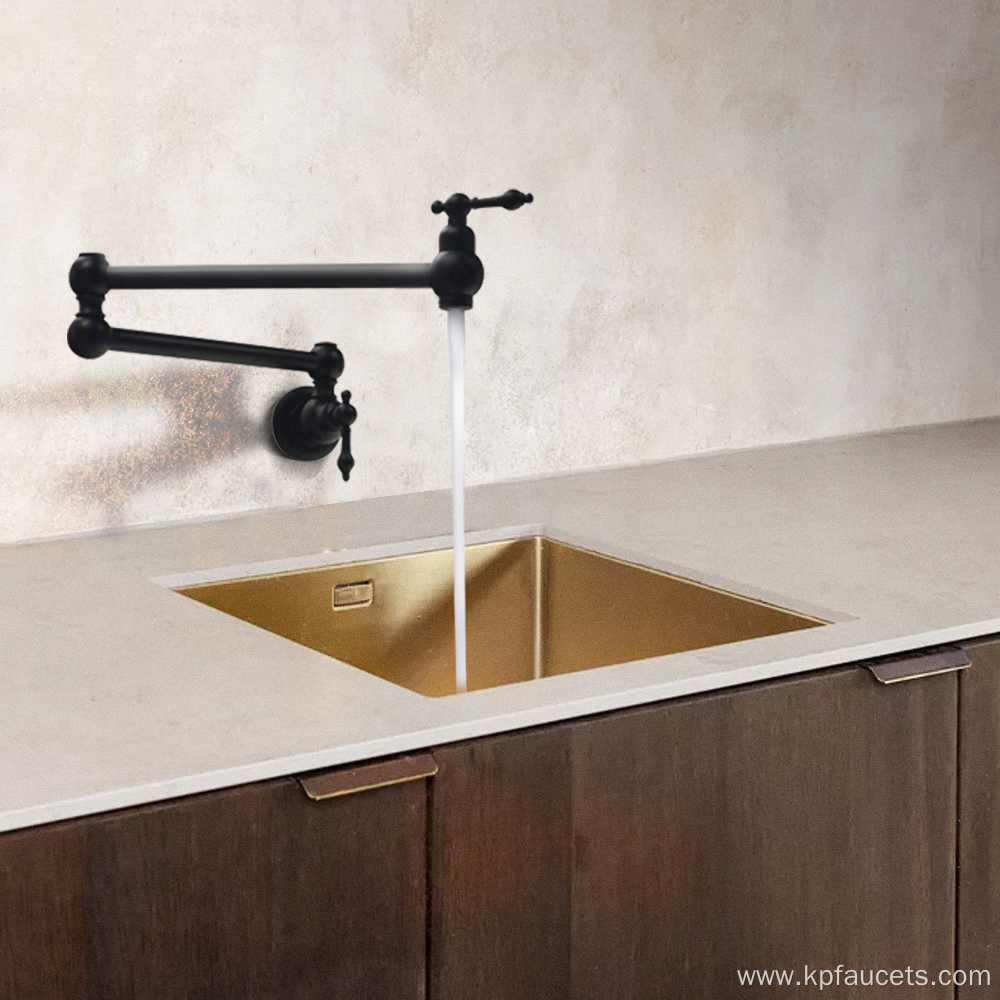 Wall Mounted Pot Filler Brass Black Faucet