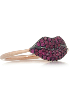 Frauen Crystal Lip gold Ring Ringe Schmuck