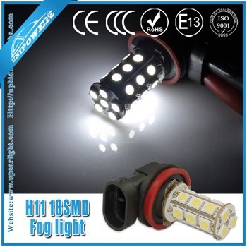 High quality car Led light DC12V W/R/G/B/Y/Amber/Pink/Purple 5050smd 18led 3-diodes auto fog light H11 led