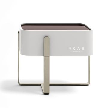 Italian Luxury Modern White MDF Nightstand with Gold Stainless Steel Feet