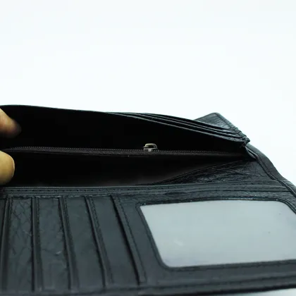 Natural Cow Leather Long Wallet Men