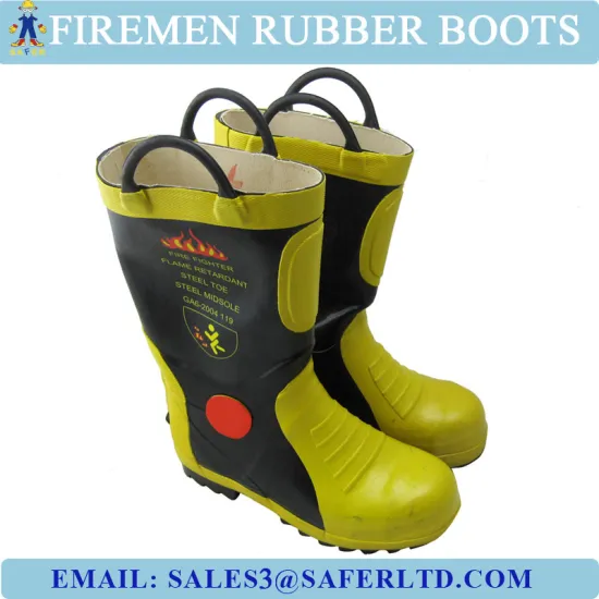 Fire fighting rubber boots with CE steel toe and steel plate