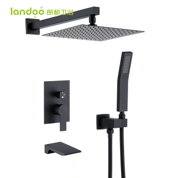 Landoo OEM 3 Function Wall-Mounted Square Rainfall Shower Faucet Set