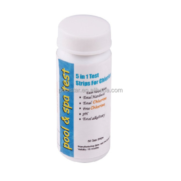 50-Piece 5-Way Test Strip Kit for Comprehensive Pool Water Testing: Hardness, Total Chlorine, Free Chlorine, pH, Alkalinity