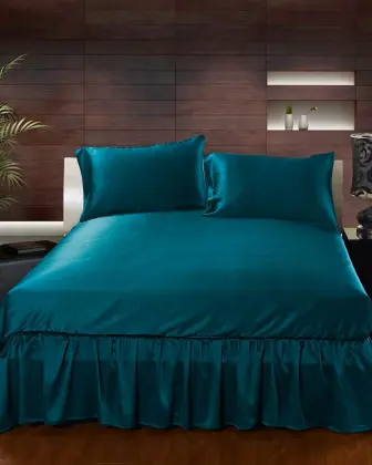 19 Momme Silk Bedskirt Wrap Around Ruffled Bed Skirt with Adjustable Elastic Belt Queen King and C-King