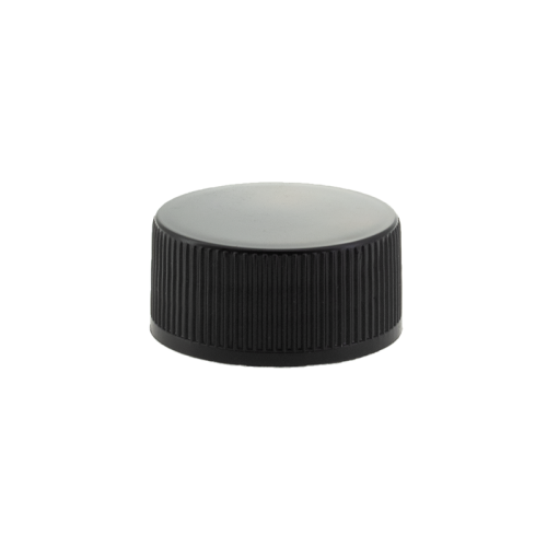 Tapón de rosca acanalado de plástico negro 28/410
