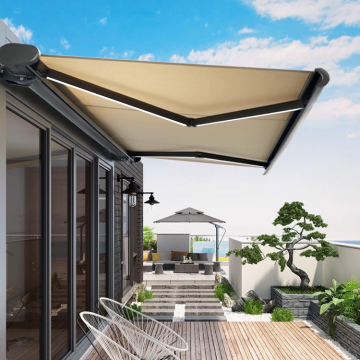 Motorized Aluminum Folding Arm Awning with Full Cassette for Sun Prevention