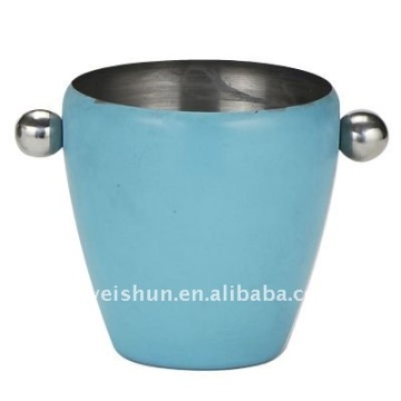 colorful round stainless steel ice bucket with hands