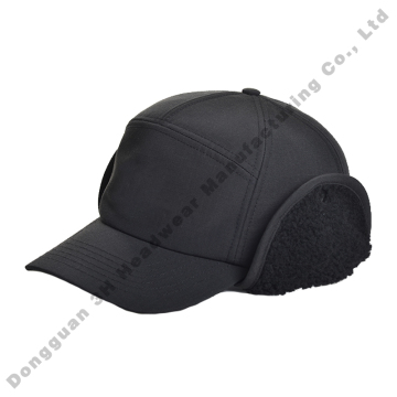 Custom High-Quality Outdoor Curved Brim Fleece Baseball Caps with Ear Flaps for Winter