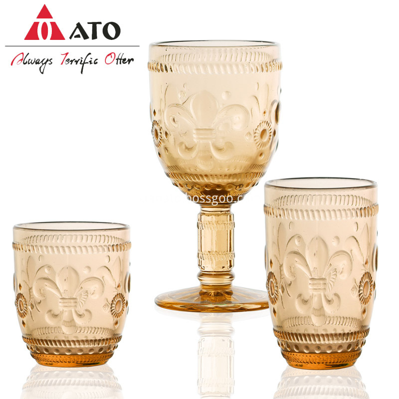 Amber cup set size crystal wine glassware set