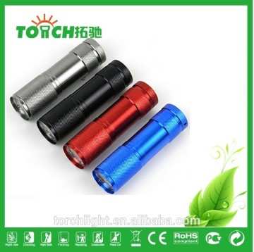 3*AAA Battery flashlight 9 Led Mini Torch Flash 4 colors for Camping