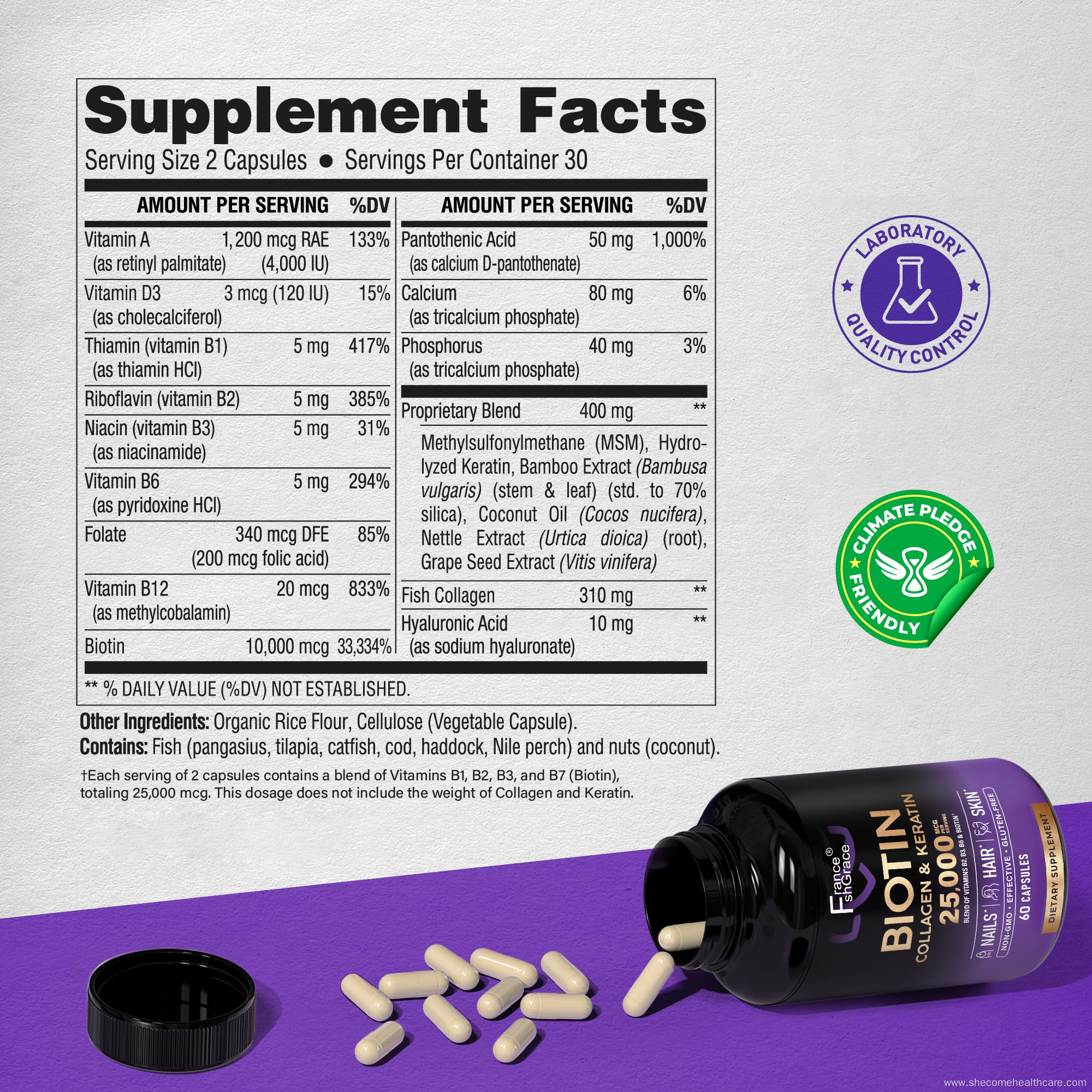 Biotin Collagen Keratin Hair Growth Support Skin Nails