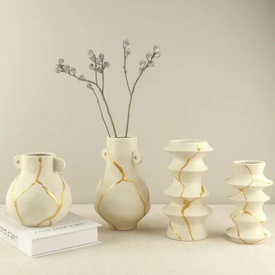 Custom 9 Inch Beige Sand Rustic Ceramic Flower Vases for Home, Hotel, and Restaurant Décor