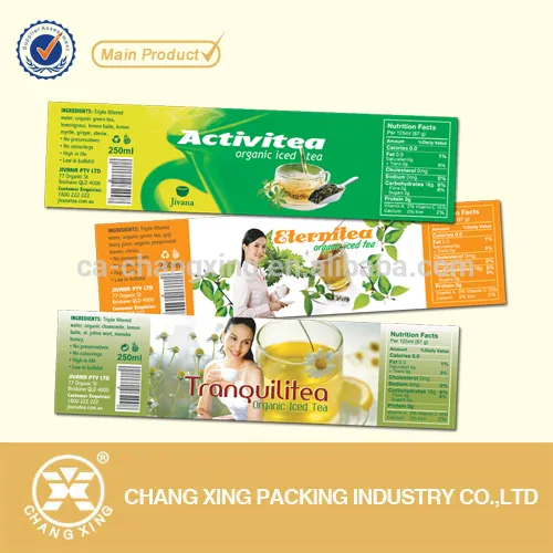 Customized pvc shrink wrap bottle labels/ plastic water bottle label for glass bottles