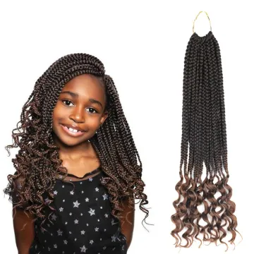 18inch Ombre Goddess Box Braids With Curly Ends Crochet Box Braids Hair Synthetic Box Braiding Hair Extension