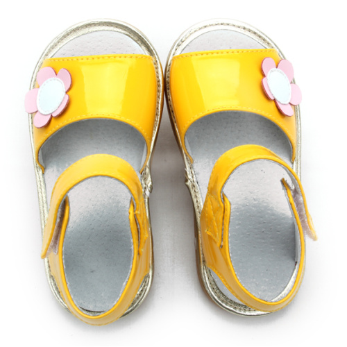 kids squeaky shoes Wholesales Shiny Yellow Baby Squeaky Shoes Manufactory