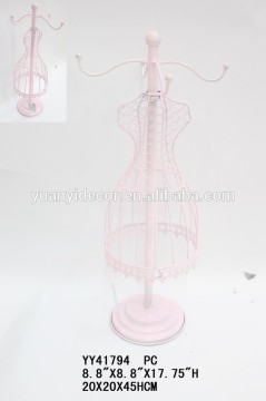 Pink dress style metal coat hanger