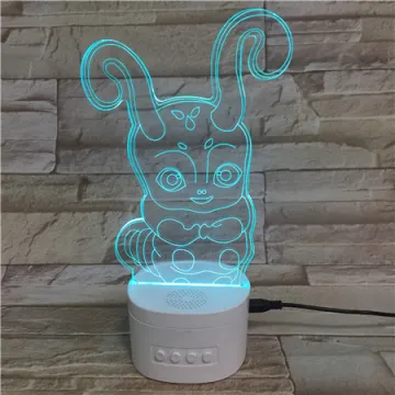 Animal Kid's Night Light with Speaker Function - 5 LED Colors 3D Acrylic Table Lamp