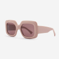 Square-shaped with 3D effect Acetate Unisex Sunglasses