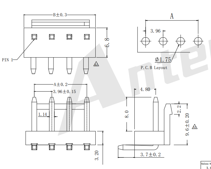 VH3.96mm 90 ° سلسلة موصل الرقف AW3961RP-NP