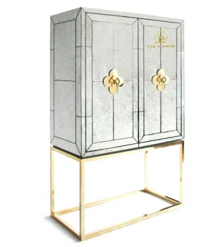 Jonathan Adler Mirrored Delphine Bar Cabinet