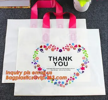 Soft Loop Handle Carry Bags /Rigid Handle Bags/Custom Loop Handle Plastic Bags, Factory Wholesale Custom Logo Printed Flat Botto