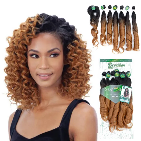 Hot sales romance curl colorful synthetic hair extension in stock, synthetic hair brands raw material