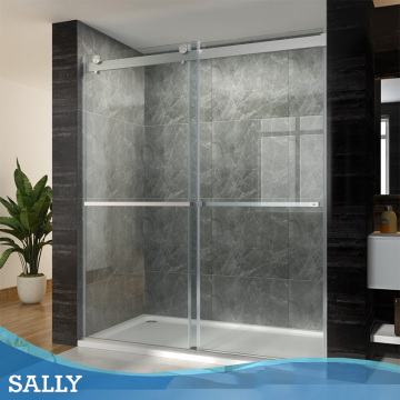 SALLY Brushed-Nickle Double Sliding Bypass 8mm Shower Doors