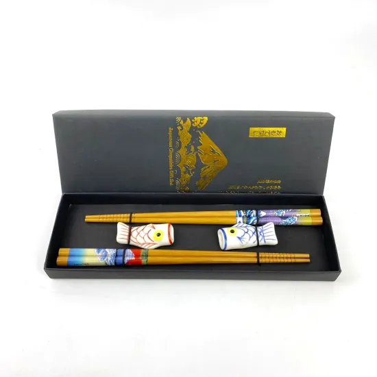 Custom Reusable Wood Chopsticks Set with Unique Fujiyama Design for Gift